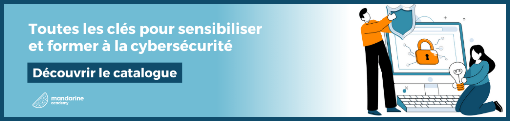 Bannière : Toutes les clés pour sensibiliser et former à la cybersécurité. Bouton cliquable : Découvrir le catalogue