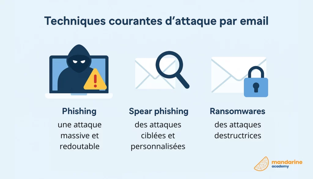emails cyberattaques - Techniques courantes d'attaque par email
