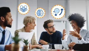 Collaborateurs qui travaillent ensemble - Mandarine Academy - intelligence collective